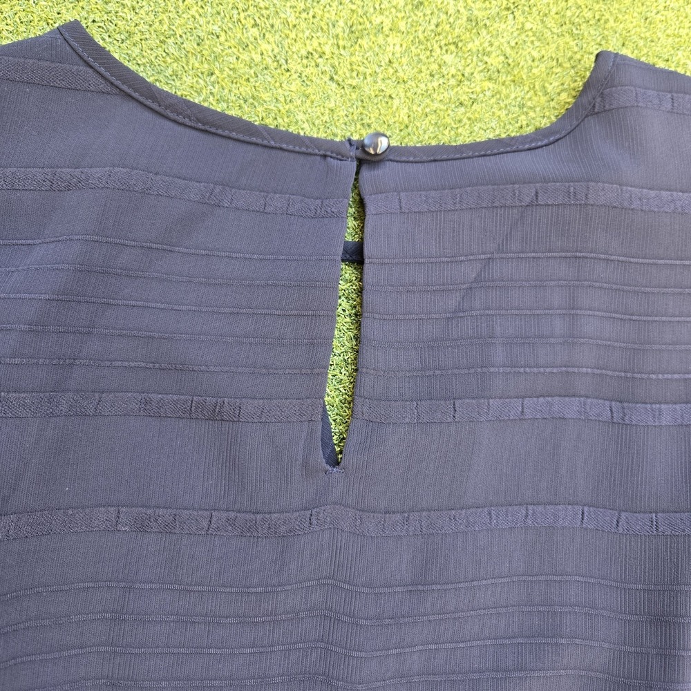 BANANA REPUBLIC Women's Dress Short Sleeve Keyhole Neck Navy Striped Size 6 - Picture 3 of 9